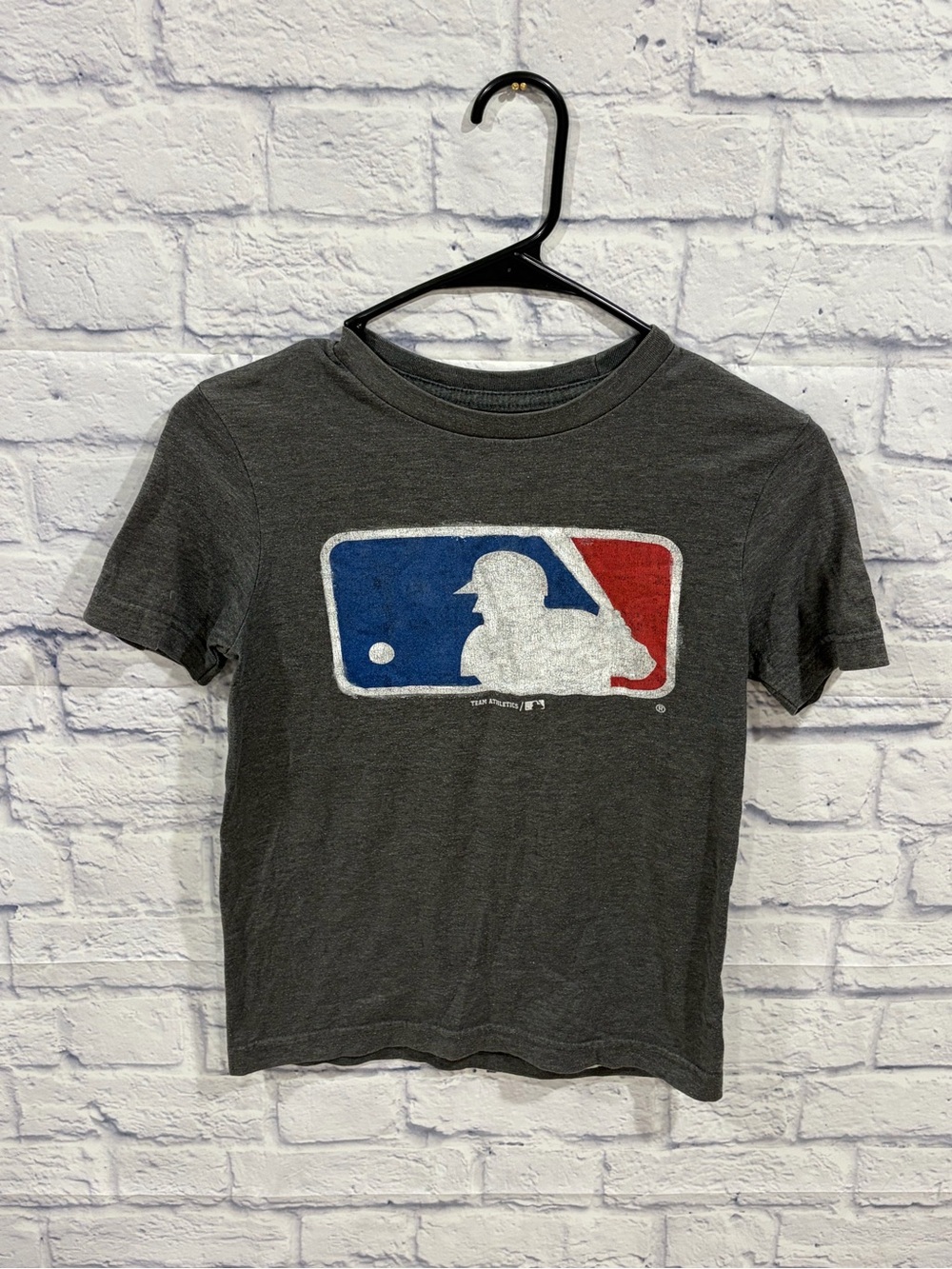 MLB Team Athletics Boys Gray Distressed Logo Tee Size 8